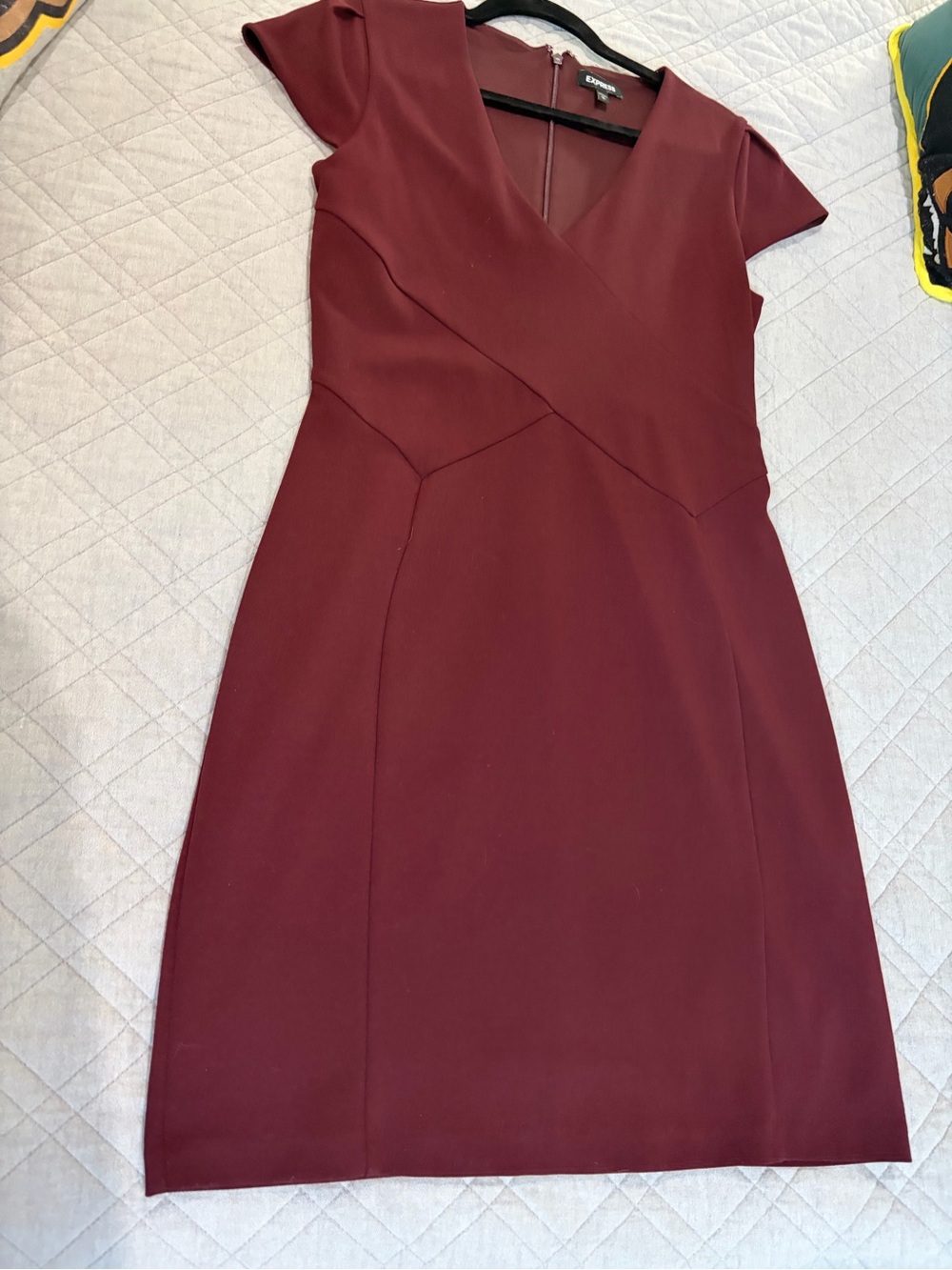 Express Burgundy Purple Cap-Sleeve Wrap Midi Dress